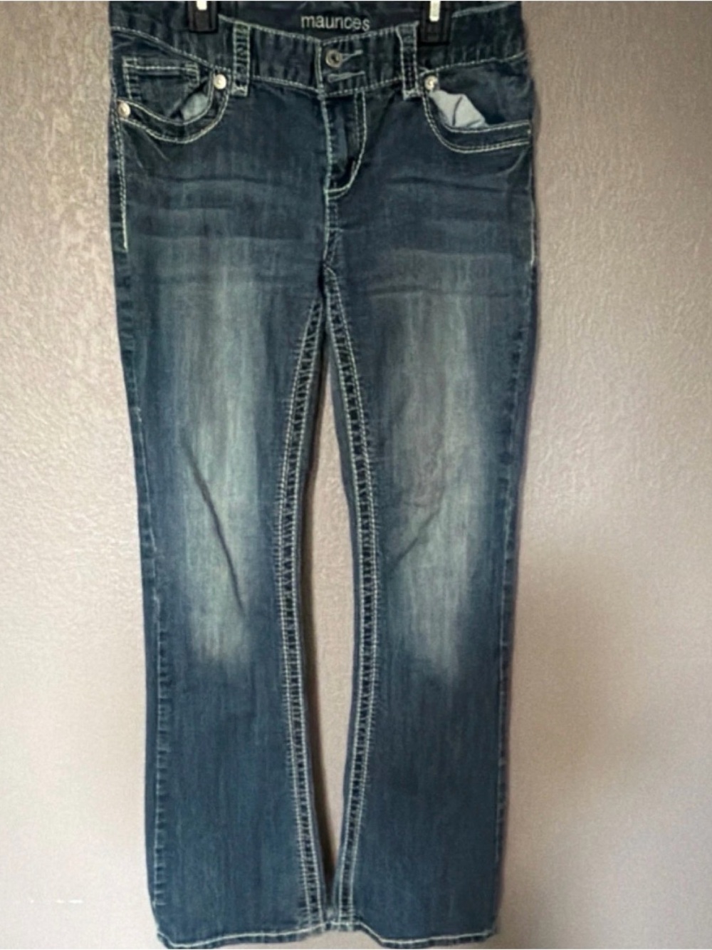 Maurices Women's Faded Dark Blue Bootcut Jeans